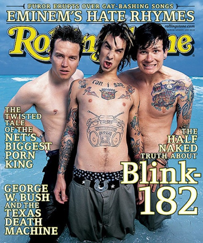 Blink-182 во время съемок для обложки Rolling Stone на одном из пляжей Флориды 3 августа 2000 года