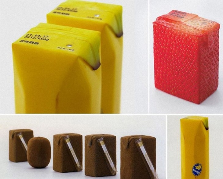 Японский дизайнер Наото Фукасава (Naoto Fukasawa) создал упаковку для соков в стиле ‘Juice skin’ (Кожица фрукта)